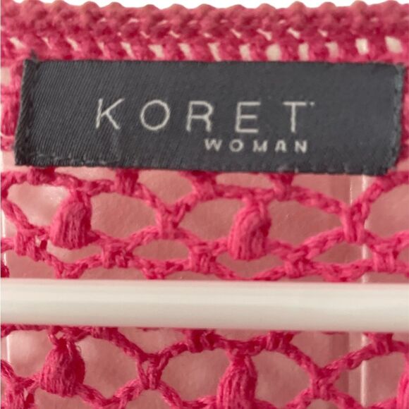 Koret Women open knit crochet beads jewels rocks sweater top XL beach hippie - Picture 3 of 9